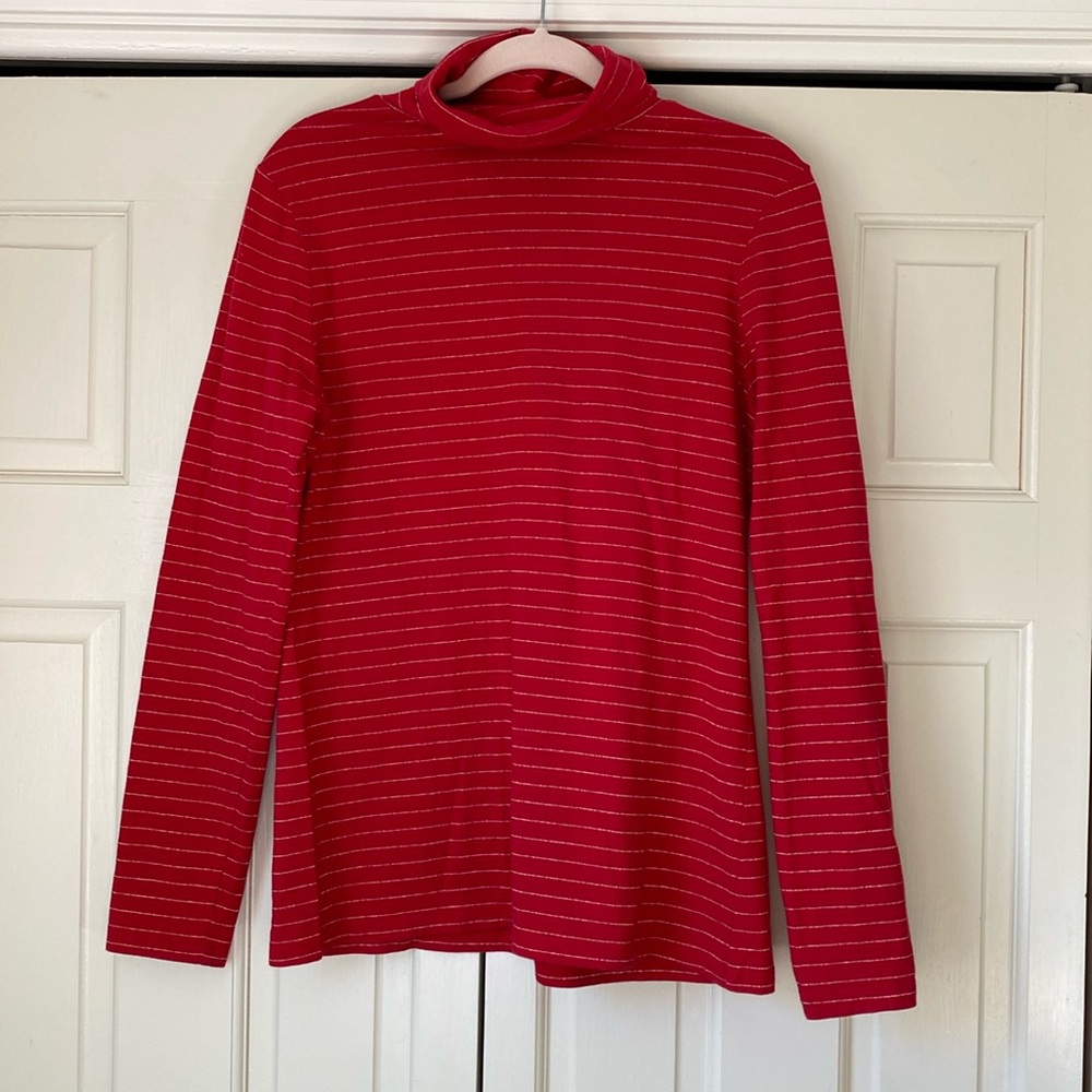 Christopher & Banks Glitter Striped Turtleneck